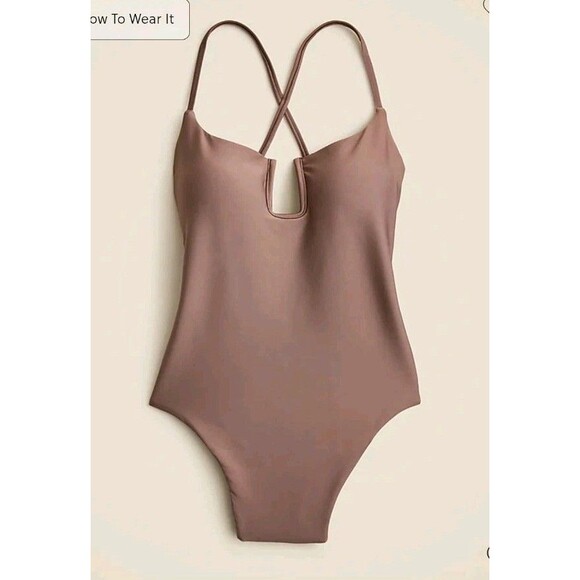 J.Crew Mira one-piece swimsuit in Classic Sculpt Smoky Willow Wood Size 6 NWT - Picture 3 of 11